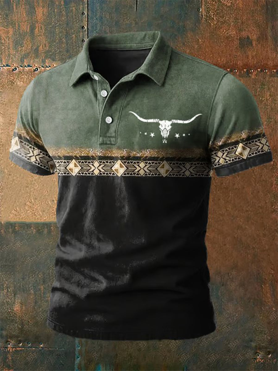 Men's Western-Style Printed Casual Shirt