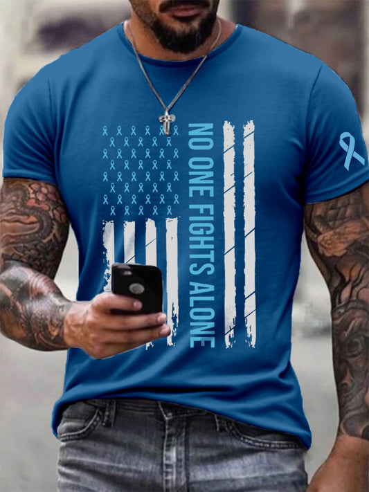 Men's Prostate Cancer Awareness No One Fights Alone Print T-Shirt
