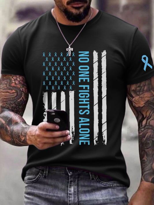 Men's Prostate Cancer Awareness No One Fights Alone Print T-Shirt