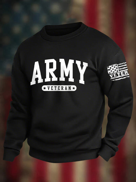 Men's Veterans Day Print Crew Neck Sweatshirt