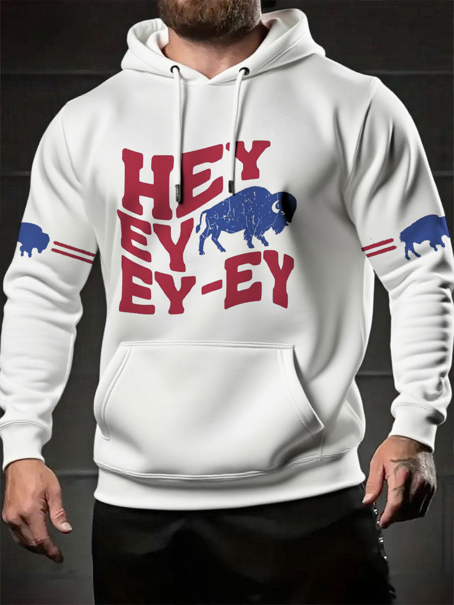 Men's Football Lover Buffalo Printed Hoodie
