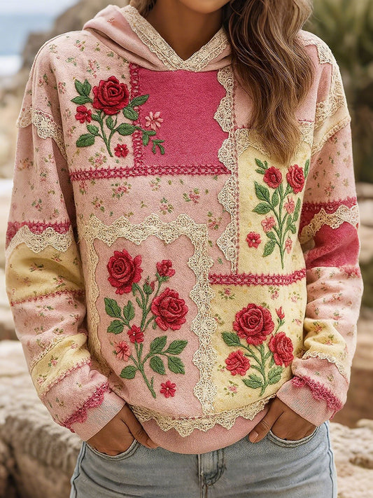 Women's Breast Cancer Pink Floral Print Sweatshirts