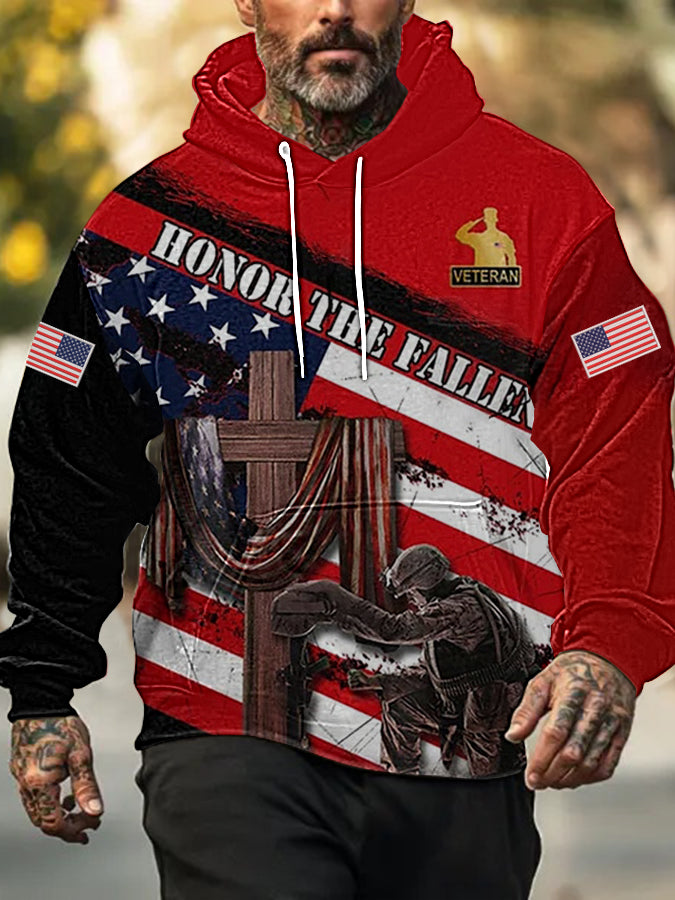 Men's American Flag Veterans Day Printed Hoodie