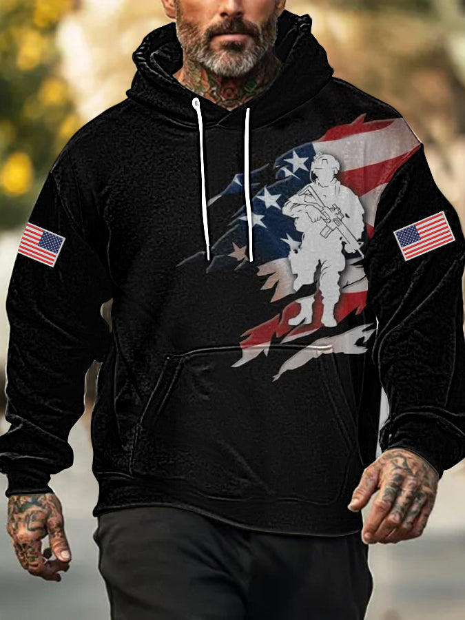 Men's American Flag Veterans Day Printed Hoodie