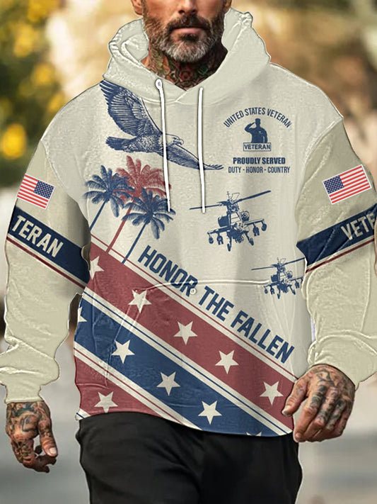 Men's American Flag Veterans Day Printed Hoodie