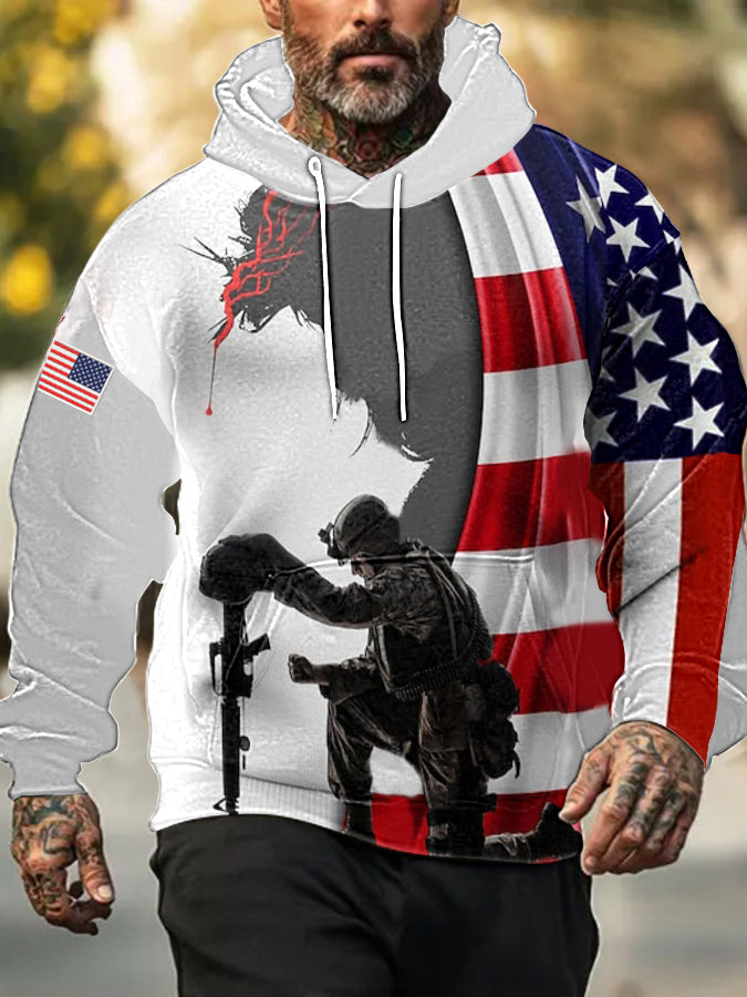 Men's American Flag Veterans Day Printed Hoodie