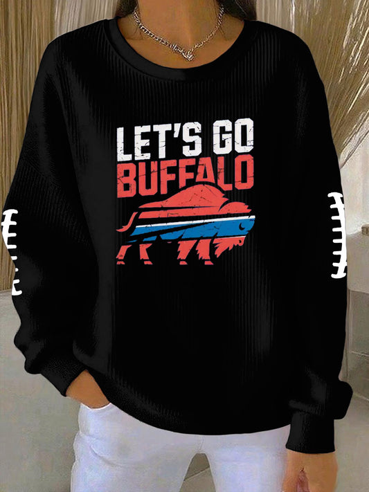 Women's Football Fans Lovers Gameday Printed Vintage Casual Loose Long Sleeve Top