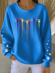 Women's  Dog Lover Colorful Dog Heart Paw Print Casual Sweatshirt