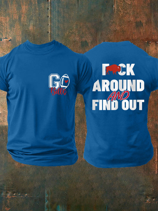 Men's Fuck Around And Find Out Football Fans Lovers Gameday Casual Tee