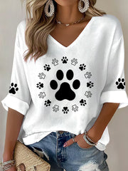 Women's Cute Dog Paws Waffle T-shirt