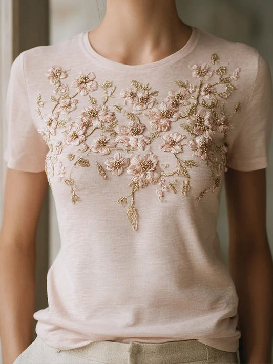 Women's Breast Cancer Awareness Pink Floral Print T-Shirts