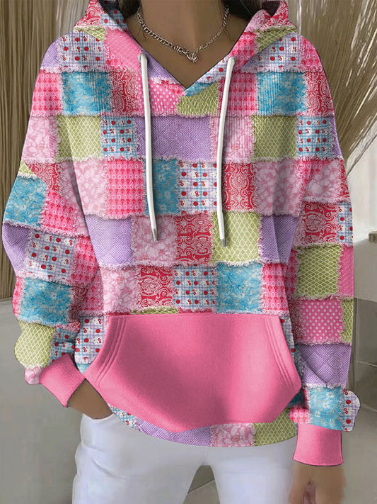 Women's Breast Cancer Pink Geometric Floral Printed Hoodies