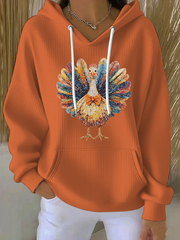 Women's Thanksgiving Turkey Print Casual Hoodie