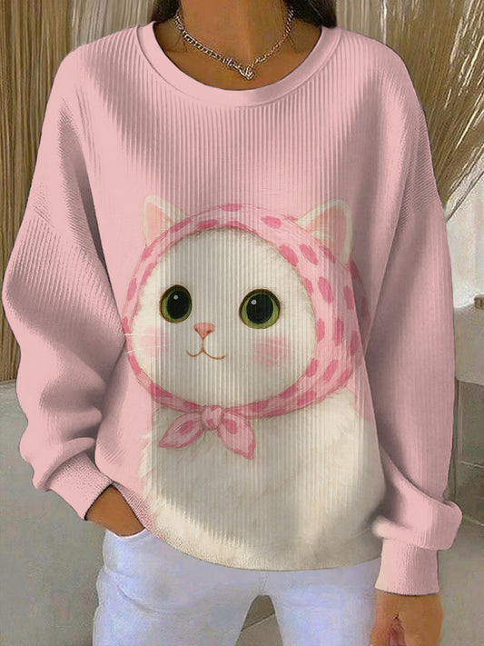 Women's Animal Cat Print Casual Sweatshirt