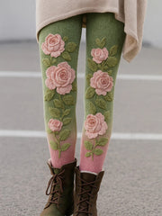 Women's Vintage Art Floral Print Bottoms