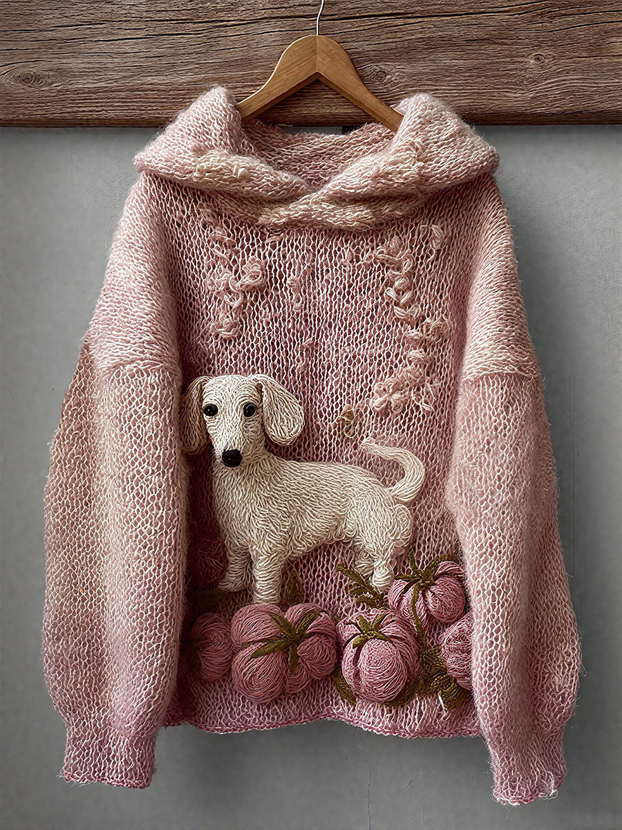 Women's autumn pink pumpkins dachshund tops