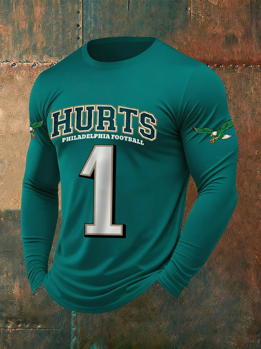 Men's Philadelphia Football Fans Lovers Gameday Casual V-Neck Long-Sleeve T-Shirt