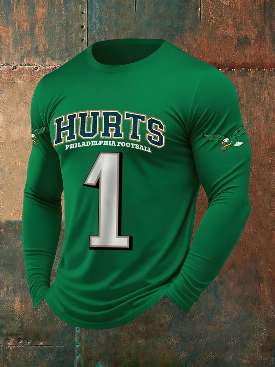 Men's Philadelphia Football Fans Lovers Gameday Casual V-Neck Long-Sleeve T-Shirt