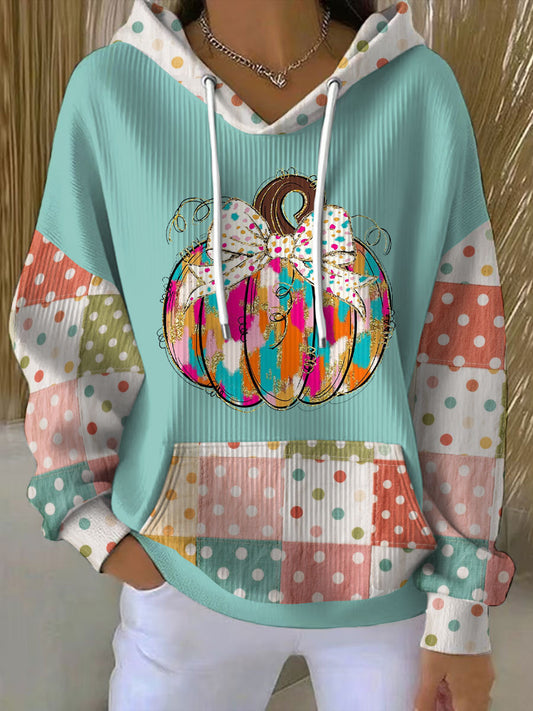 Women's Thanksgiving Art Pumpkin Printed Hoodie