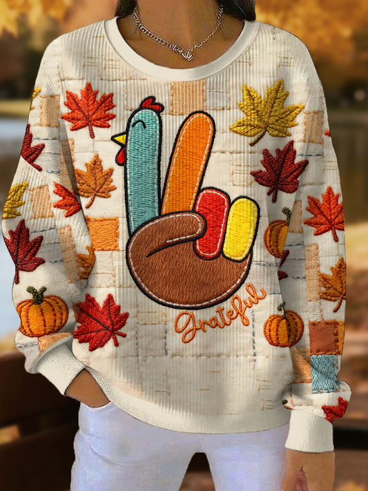 Women's Autumn Art Thanksgiving Printed Sweatshirt