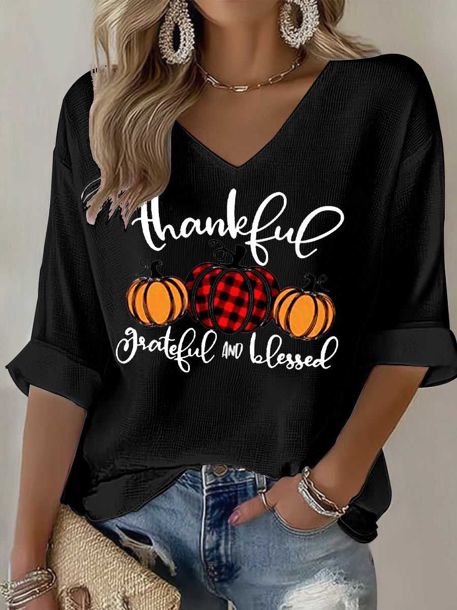 Women's Thanksgiving Print Casual T-shirt