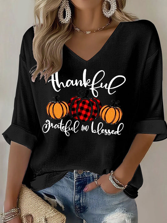 Women's Thanksgiving Print Casual T-shirt