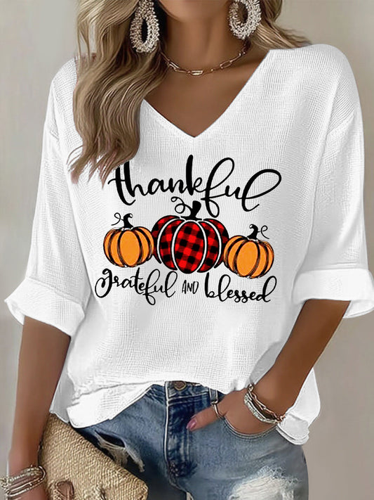 Women's Thanksgiving Print Casual T-shirt