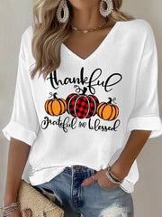 Women's Thanksgiving Print Casual T-shirt