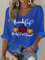 Women's Thanksgiving Print Casual T-shirt