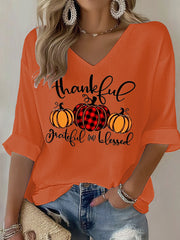 Women's Thanksgiving Print Casual T-shirt