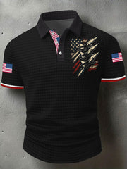 Men's Vintage Fighter Jets Patriotic Short Sleeve Shirt