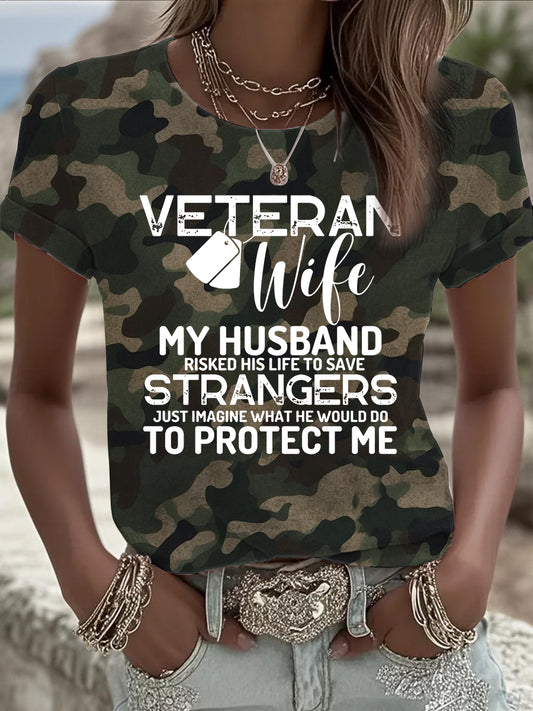 Women's Veteran Wife Short-sleeved T-shirt