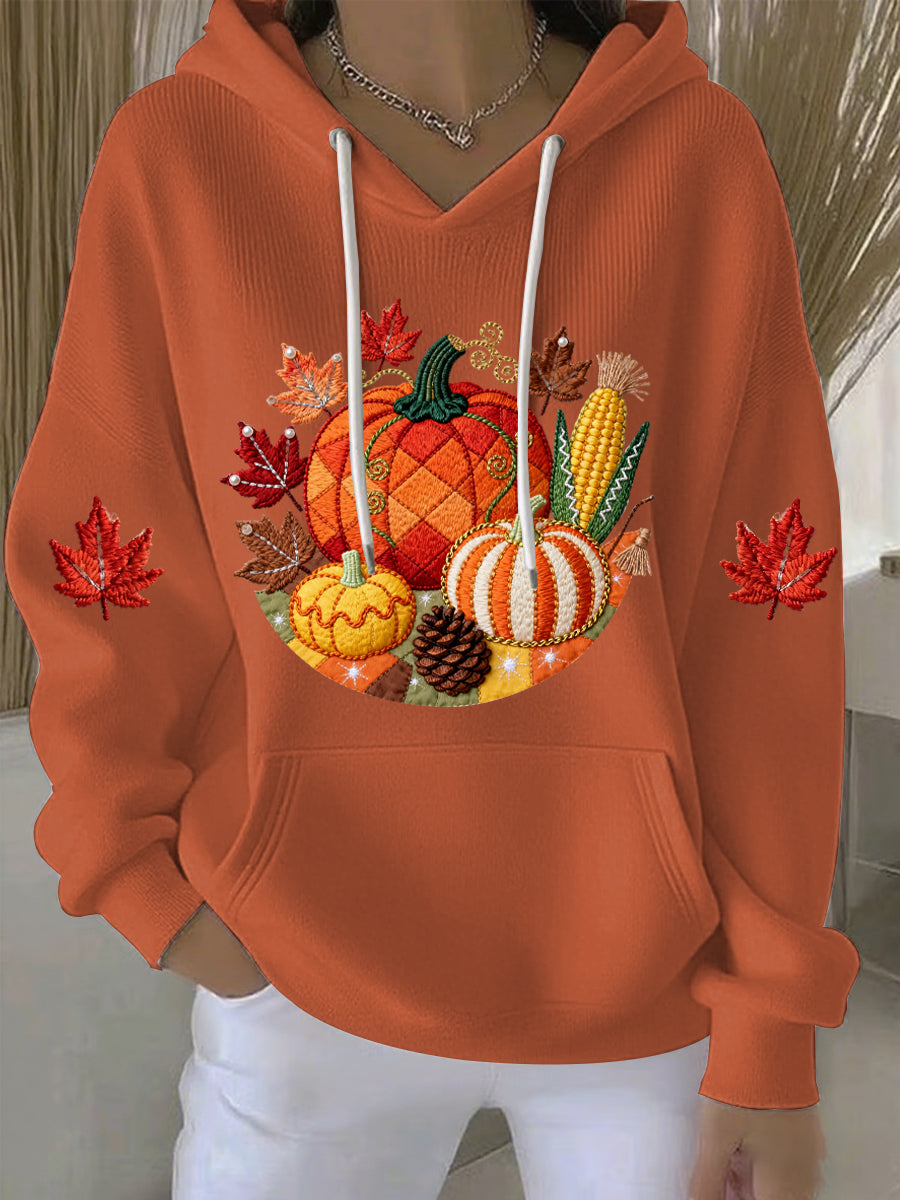 Women's Thanksgiving Print Casual Hoodie