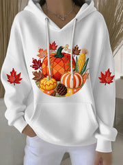 Women's Thanksgiving Print Casual Hoodie