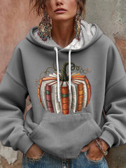 Women's Thanksgiving Autumn Pumpkin Book Lover Printed Hoodie