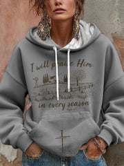 Women's Thanksgiving Autumn Pumpkin Faith Printed Hoodie