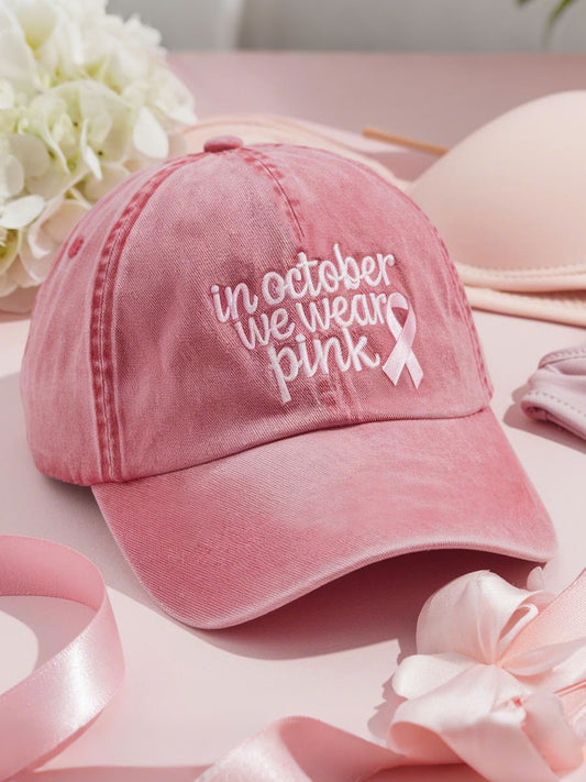 Breast cancer awareness in October we wear pink unisex hats