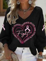 Women's Breast Cancer Awareness V-neck Tops