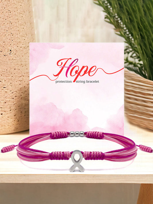 Women's Breast Cancer Pink Ribbon Adjustable Bracelet