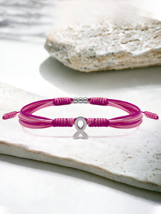 Women's Breast Cancer Pink Ribbon Adjustable Bracelet