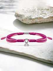Women's Breast Cancer Pink Ribbon Adjustable Bracelet