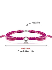 Women's Breast Cancer Pink Ribbon Adjustable Bracelet