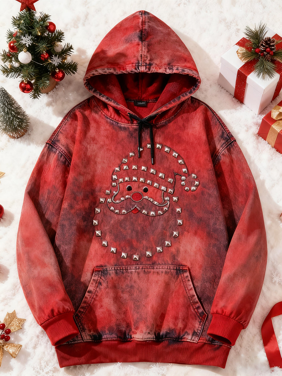 Men's Christmas Santa Claus Art Oversized Drop-Shoulder Hoodie with Pockets