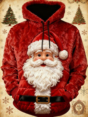Men's Christmas Santa Claus Art Oversized Drop-Shoulder Hoodie with Pockets