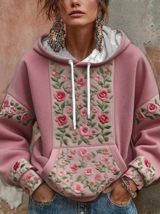 Women's Floral Breast Cancer Awareness Printed Hoodie