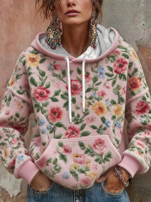 Women's Floral Breast Cancer Awareness Printed Hoodie