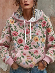 Women's Floral Breast Cancer Awareness Printed Hoodie