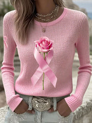 Women's Breast Cancer Awareness Pink Rose and Pink Ribbon Tops