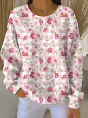 Women's Breast Cancer Pink Print Casual Sweatshirt
