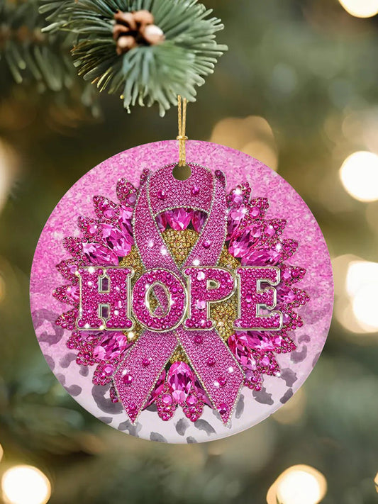 Breast Cancer Awareness Pink Ribbon Acrylic Decorative Ornament